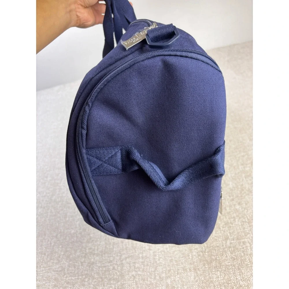 Ralph Lauren Fragrances Navy Blue Canvas Duffel Bag Polo Embroidered Weekend Bag